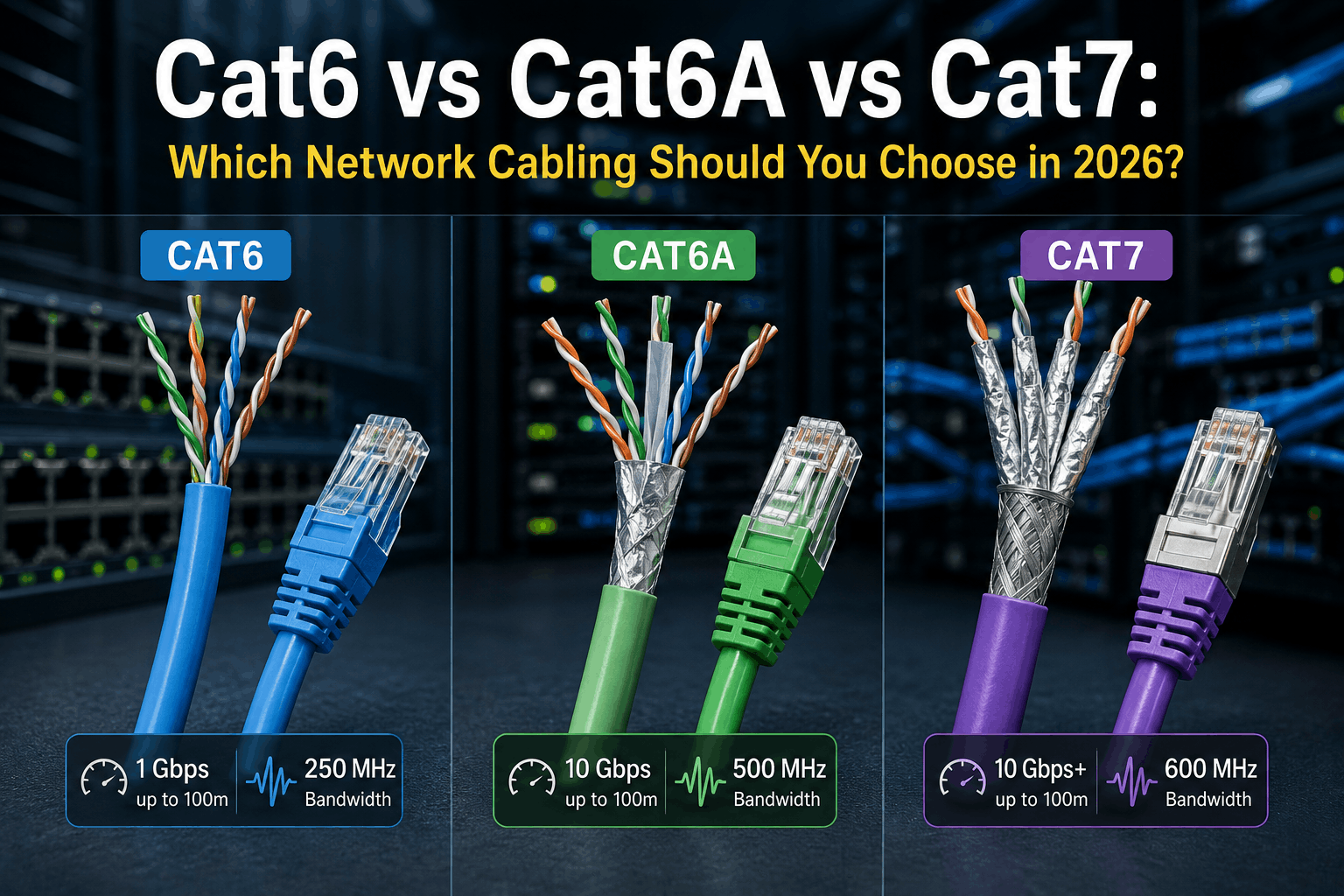 Cat6 Vs Cat6A Vs Cat7 2026 Network Cabling Comparison Guide Cat6 Vs Cat6A Vs Cat7 Which Network Cabling Should You Choose In 2026 